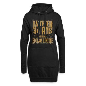 Janvier 34 ans. Cadeau 34 ans janvier anniversaire - Sweat-shirt à capuche long Femme - noir - Devant