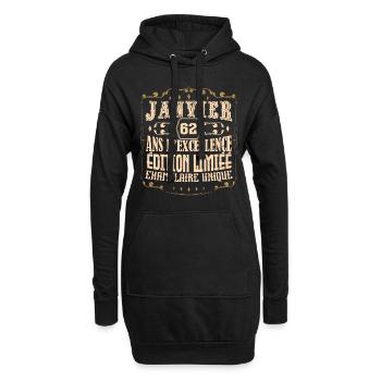 Vintage Janvier 62 ans. anniversaire janvier. - Sweat-shirt à capuche long Femme - noir - Devant