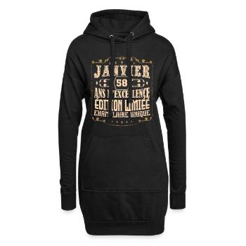 Vintage Janvier 58 ans. anniversaire janvier. - Sweat-shirt à capuche long Femme - noir - Devant