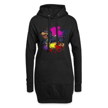 Teckel Cadeau Dixie Viennese Doxie Teckel - Sweat-shirt à capuche long Femme - noir - Devant
