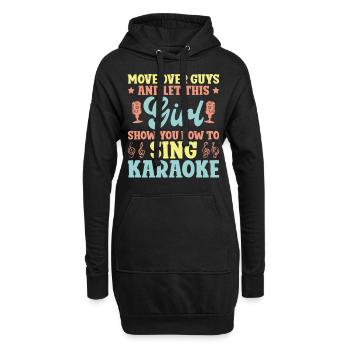 Le chanteur de karaoké se déplace sur les gars et - Sweat-shirt à capuche long Femme - noir - Devant