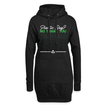 Recycling Plastic Bag No Thank You Reuse Recycler - Hoodie-Kleid - Schwarz - Vorne