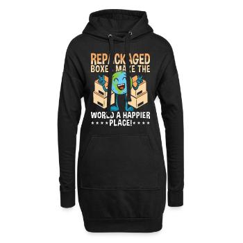 Recycling Repackaged Boxes Make The Reuse Recycler - Hoodie-Kleid - Schwarz - Vorne