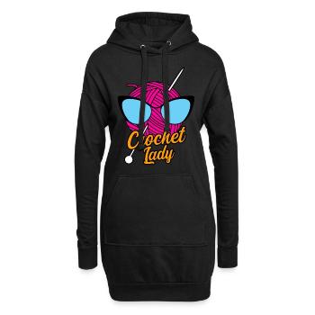 Tailleur au crochet en tricot - Sweat-shirt à capuche long Femme - noir - Devant