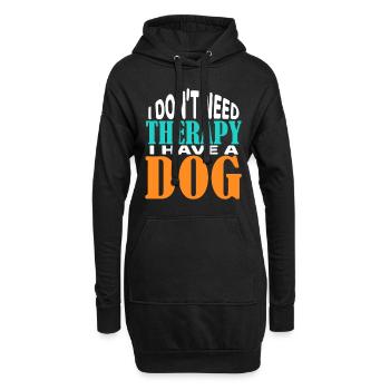 Ich brauche keine Therapie Ich habe ein Hunde-T-Shirt Doglov - Hoodie-Kleid - Schwarz - Vorne
