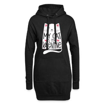 Mon chat est mon chaton femme de la Saint-Valentin - Sweat-shirt à capuche long Femme - noir - Devant