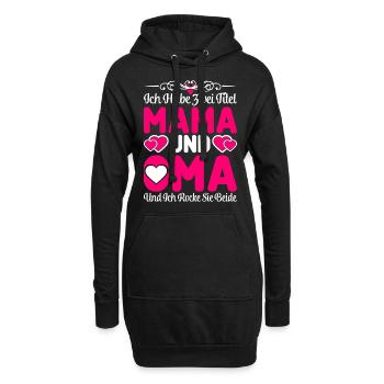 Ich Habe Zwei Titel Mama Und Oma - Hoodie-Kleid - Schwarz - Vorne
