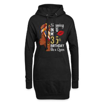 Entrer dans mon 35e anniversaire comme une reine - Sweat-shirt à capuche long Femme - noir - Devant