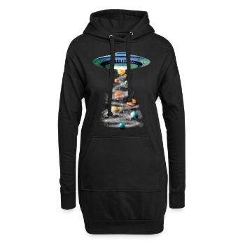 Alien UFO Aliens Außerirdischer - Hoodie-Kleid - Schwarz - Vorne