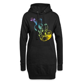 Contrebasse avec chats - Contrebassiste - Sweat-shirt à capuche long Femme - noir - Devant