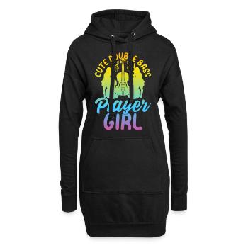 Mignon contrebassiste fille contrebassiste fille do - Sweat-shirt à capuche long Femme - noir - Devant