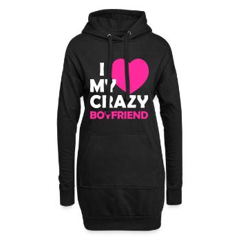 I Heart My Crazy Boyfriend Tshirt Funny Valentines - Hoodie-Kleid - Schwarz - Vorne