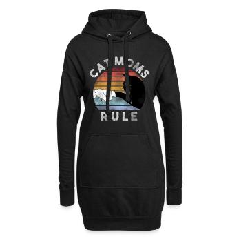 Meilleure chemise de maman de chat, t-shirt de maman de chat rétro, chat - Sweat-shirt à capuche long Femme - noir - Devant