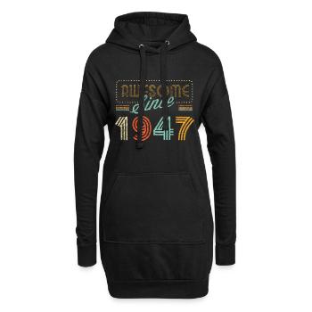 Awesome Since 1947 Geburtsjahr Birthdayretro dis - Hoodie-Kleid - Schwarz - Vorne