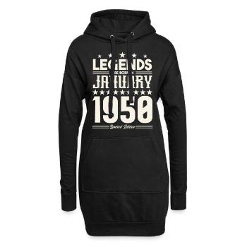 Cadeau Légende Janvier 1950. cadeau janvier 1950. - Sweat-shirt à capuche long Femme - noir - Devant