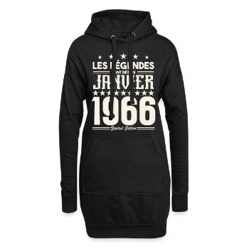 cadeau d'anniversaire janvier 1966. Janvier 1966. - Sweat-shirt à capuche long Femme - noir - Devant