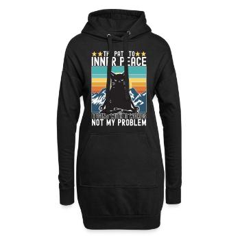 Yoga Meditation Katze - Hoodie-Kleid - Schwarz - Vorne