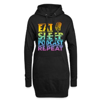Eat Sleep Podcast Repeat - Podcast Host Podcasting - Hoodie-Kleid - Schwarz - Vorne