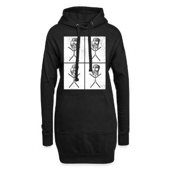 Podcast Microphone Podcast Host Stick Figure Podca - Hoodie-Kleid - Schwarz - Vorne