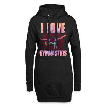 Gymnastik Mädchen Turnen Akrobatik - Hoodie-Kleid - Schwarz - Vorne