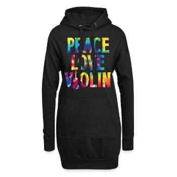 Violon Violoniste Fille Aquarelle - Sweat-shirt à capuche long Femme - noir - Devant