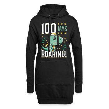 100 jours rugissant dinosaure enfant écolier - Sweat-shirt à capuche long Femme - noir - Devant