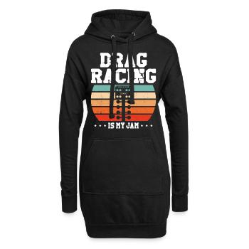 Drag Racing Race Car Girl Retro - Hoodie-Kleid - Schwarz - Vorne