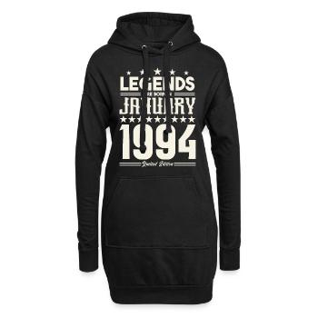 Cadeau Légende Janvier 1994. cadeau janvier 1994. - Sweat-shirt à capuche long Femme - noir - Devant