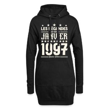 cadeau d'anniversaire janvier 1997. Janvier 1997. - Sweat-shirt à capuche long Femme - noir - Devant