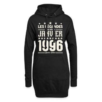 cadeau d'anniversaire janvier 1996. Janvier 1996. - Sweat-shirt à capuche long Femme - noir - Devant