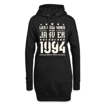 cadeau d'anniversaire janvier 1994. Janvier 1994. - Sweat-shirt à capuche long Femme - noir - Devant