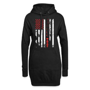 Drapeau américain Patriotique Saint-Valentin - Sweat-shirt à capuche long Femme - noir - Devant