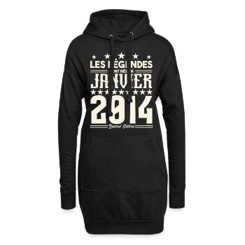 cadeau d'anniversaire janvier 2014. Janvier 2014. - Sweat-shirt à capuche long Femme - noir - Devant