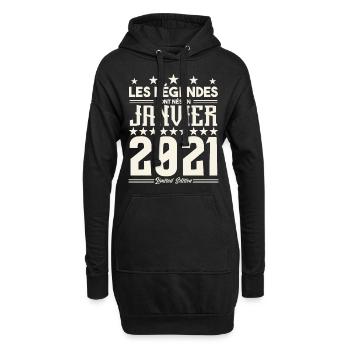 cadeau d'anniversaire janvier 2021. Janvier 2021. - Sweat-shirt à capuche long Femme - noir - Devant