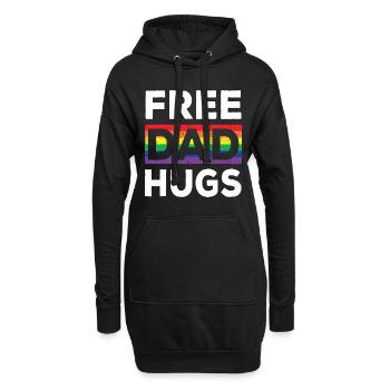 Papa libre embrasse l’arc-en-ciel et le drapeau transgenre - Sweat-shirt à capuche long Femme - noir - Devant