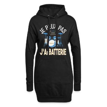Je peux pas j'ai batterie. Cadeau batteur Musicien - Sweat-shirt à capuche long Femme - noir - Devant