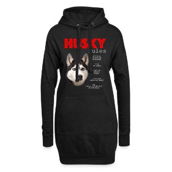 Règles amusantes pour le propriétaire d’un Husky sibérien - Sweat-shirt à capuche long Femme - noir - Devant