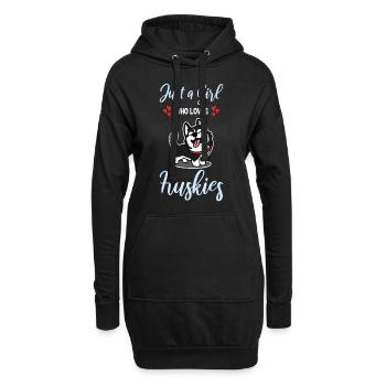 Juste une fille qui aime les Huskies Propriétaire de chien Femmes Pet - Sweat-shirt à capuche long Femme - noir - Devant