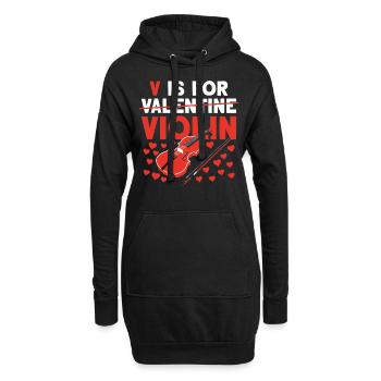 Violin Violinist Valentines Day V - Hoodie-Kleid - Schwarz - Vorne