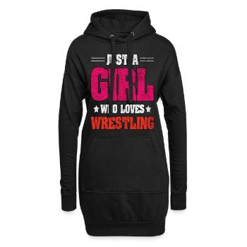 Nur ein Mädchen, das Wrestling liebt - Hoodie-Kleid - Schwarz - Vorne