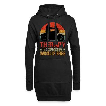 Therapie ist teuer Wind ist kostenlos Motorrad - Hoodie-Kleid - Schwarz - Vorne
