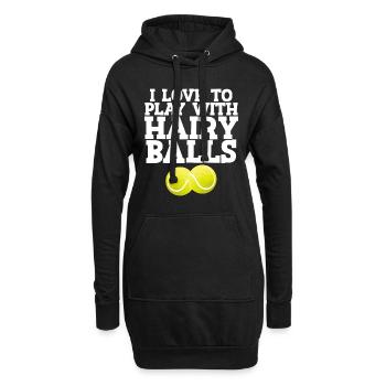 Ich liebe es, mit haarigen Bällen zu spielen Tennisspieler Geschenk - Hoodie-Kleid - Schwarz - Vorne