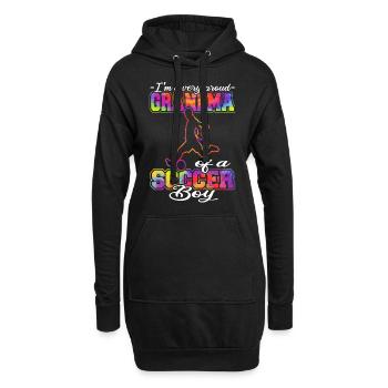 Grand-mère d’un garçon de football - Joueur de football - Sweat-shirt à capuche long Femme - noir - Devant