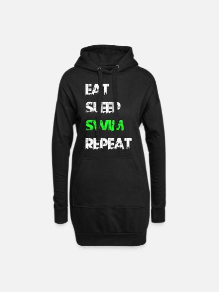 Eat Sleep Swim Repeat T-Shirt Funny Swimming Teehe - Hoodie Dress - black