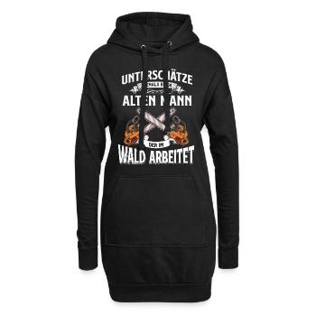 Holz Geschenke Chainsaw Kettensäge Waldarbeiter - Hoodie-Kleid - Schwarz - Vorne