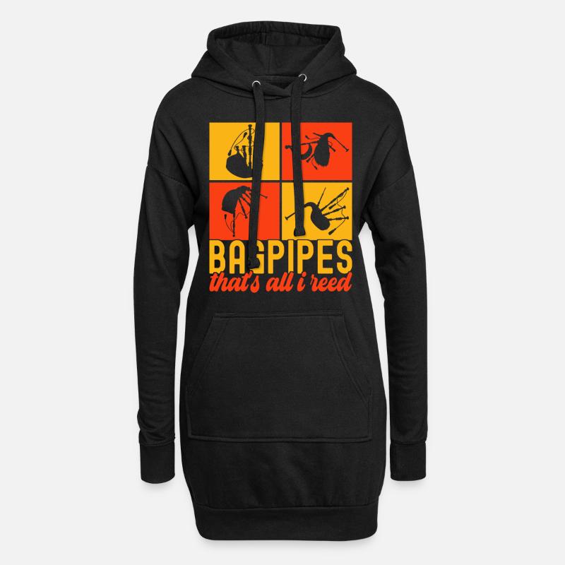 Dudelsack Dudelsackspieler - Hoodie-Kleid - Schwarz