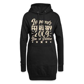 Naissance En Février 2009. Cadeau d'anniversaire. - Sweat-shirt à capuche long Femme - noir - Devant