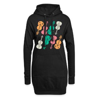 Double Bass Player Double Bassist - Retro Double B - Hoodie-Kleid - Schwarz - Vorne