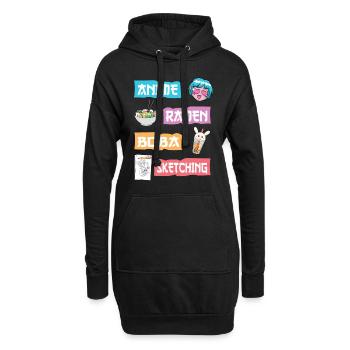 Anime Ramen Boba Skizzieren - Kawaii Anime Lover Gi - Hoodie-Kleid - Schwarz - Vorne