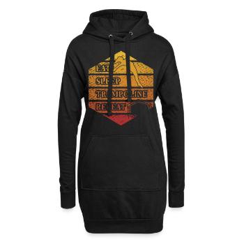 Essen Schlaf Trampolin Wiederholung - Hoodie-Kleid - Schwarz - Vorne